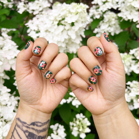 Camellia social media with hydrangea and nail decals